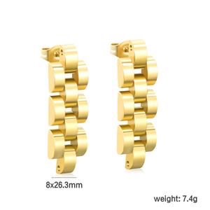 Pendientes de Cadena Gruesa de Acero Inoxidable con Baño de Oro PVD de 18K, Estilo Correa de Reloj, Novedad de Moda al por Mayor para Mujer - Product Image 2