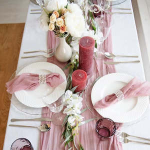 Elegante camino de mesa de algodón para estopilla, tela de gasa de Búfalo con técnicas tejidas para Bodas de hoteles en casa y otros eventos - Product Image 4