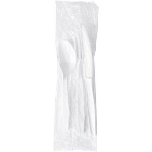 Kit de Cubiertos Desechables de Poliestireno Blanco de Alta Resistencia, Tres Piezas (Tenedor/Cuchillo/Cuchara), Empaquetados Individualmente, 250 Unidades/Caja para Hoteles - Product Image 1