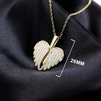 Collier pendentif en argent sterling 925 plaqué or 18 carats avec zircon, ailes d'ange, cœur, collier pour femmes, bijoux fins personnalisés