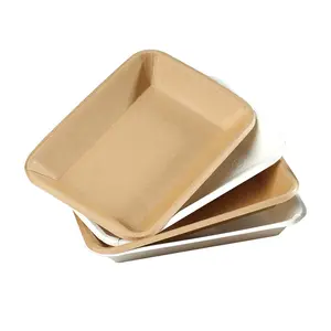Factory Custom Size Food Grade Bread French Fries Fried Chicken Hamburger Disposable Food Paper Tray Plate
