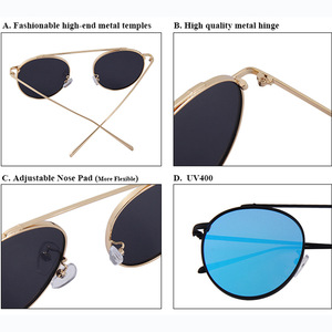 Gafas de Sol Redondas Conchen con Marco Metálico, Lentes de PC con Protección UV400, Unisex, Modernas, para Viajes - Product Image 5