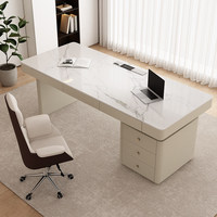 Bureau d'ordinateur Cokovo Commercial en pierre, style crème, moderne et simple, avec plateau en dalle de roche, pour le travail, le stockage, la beauté médicale et la consultation, garantie 3 ans