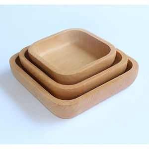 Japanese Style Wooden Square Plate Set Beech Wood Handmade Serving Tray For <b>Dessert</b> Salad Hotel Use - Product Image 1