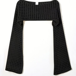 Top de Punto Personalizado de Manga Larga con Malla para Mujer, Top Corto Sexy con Aberturas Estilo Y2K - Product Image 4