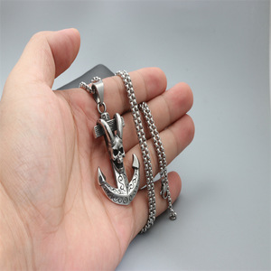 Collar con Colgante de Ancla y Gancho Pirata, de Acero Inoxidable, Unisex, para Regalo - Product Image 4
