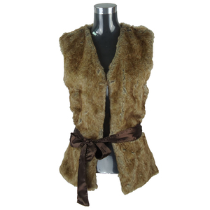 Mode <span class=keywords><strong>femme</strong></span> Automne et Hiver Chaud Court <span class=keywords><strong>Fausse</strong></span> <span class=keywords><strong>Fourrure</strong></span> Gilet Gilet <span class=keywords><strong>Veste</strong></span> avec Ceinture - Product Image 3