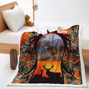 BSCI Factory <span class=keywords><strong>Palma</strong></span> Impresión <span class=keywords><strong>digital</strong></span> Manta de 2 capas Franela con Sherpa Manta de doble capa - Product Image 4