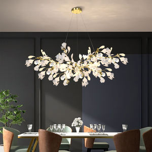 Candelabros de techo alto con forma de rama de árbol de hojas de porcelana moderna para sala de estar Interior - Product Image 4