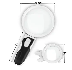 Kaca Pembesar LED Genggam untuk Membaca, Set Lensa <span class=keywords><strong>2</strong></span> Lensa Bercahaya 10X <span class=keywords><strong>5X</strong></span> dengan Lampu - Product Image 3