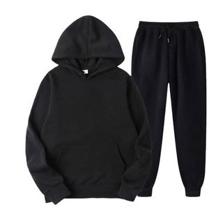 Ensemble de survêtement deux pièces personnalisé pour hommes : sweat à capuche et pantalon de jogging de couleur unie – Vente en gros - Product Image 3