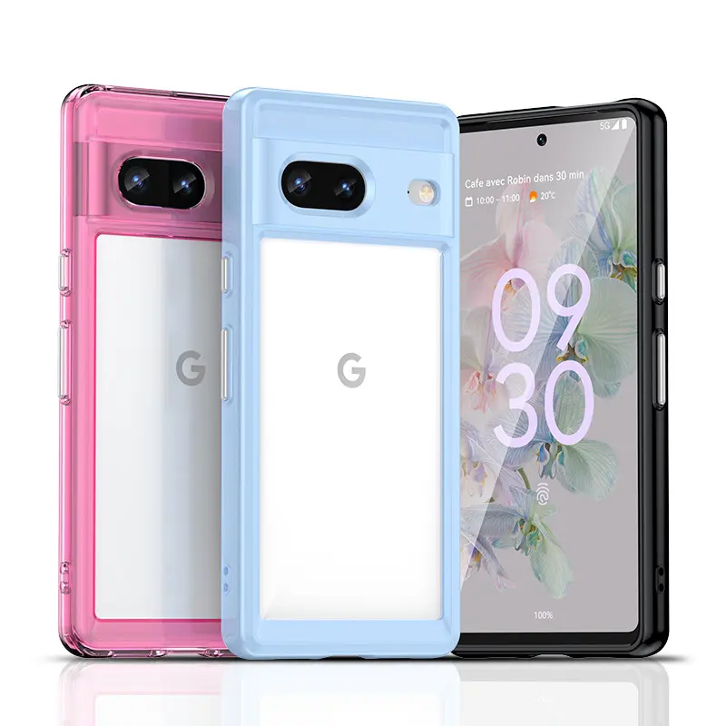 Shockproof Hard Clear Case For Google Pixel 7 Pro Mobile Cover Transparent Electroplated Keys TPU Phone Cases