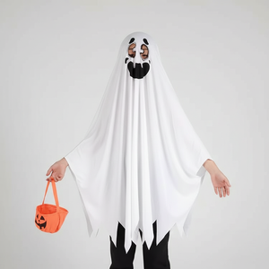Disfraz de Fantasma para Cosplay, Capa Blanca Desgastada de Halloween con Bolsa de Calabaza, Lindos Trajes de Fiesta de Rol, Poliéster Unisex - Product Image 6