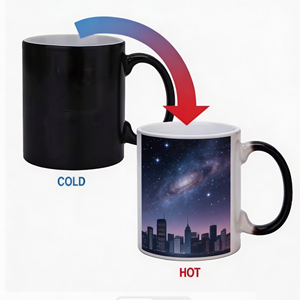 Taza Mágica Negra para Sublimación, Venta al por Mayor de Fábrica, Taza de Café de Cerámica que Cambia de Color con Transferencia de Calor para Regalos Personalizados - Product Image 2