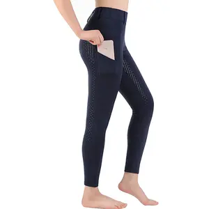 Women equestrian leggings breeches full grip anti slip silicone horse riding tight breeches jodhpurs pants with pockets