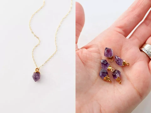 Gemstone Pendant Necklace Stainless Steel Raw Birth Stone <strong>Birthstone</strong> Charms Jewelry for <strong>Jewellery</strong> Making - Product Image 3