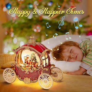 รถเข็นคริสต์มาสรูปลูกโลกหิมะพร้อมตัวจับเวลา8เพลงแบตเตอรี่สาย USB ที่มีไฟระยิบระยับอุปกรณ์สำหรับวันหยุดคริสต์มาส - Product Image 3