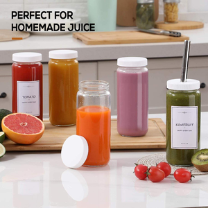 Botol Jus Kaca 16 OZ dengan Segel Gabus, Stoples Minum yang Dapat Digunakan Kembali, Gelas Air Perjalanan, Gelas Mason Tinggi dengan Cetak Sablon - Product Image 6