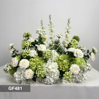Allée de fleurs artificielles GF481, blanches et vertes, personnalisées, de haute qualité, pour mariage, 70 cm, bouquet de fleurs artificielles pour allée