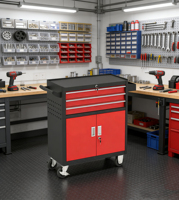 Chariot à outils en métal robuste CYD, trois tiroirs supérieurs, armoire inférieure à double porte, roulettes pivotantes fixes, couleurs personnalisables, capacité de charge de 40 kg