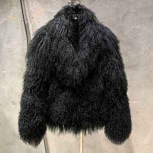 Giacca corta in 100% pelle di agnello, soffice <span class=keywords><strong>cappotto</strong></span> in <span class=keywords><strong>pelliccia</strong></span> di pecora da donna con scollo a V - Product Image 5