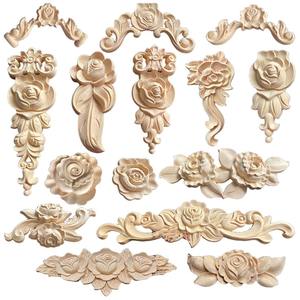 Applique en bois sculpté, artisanat, meubles non peints, décoration de la maison, Rosettes décoratives, sculpture sur bois, appliques - Product Image 1