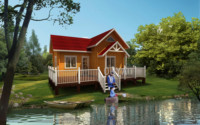 Villa traditionnelle de luxe en bois préfabriquée pour des vacances rurales pour chambre à coucher cuisine salon