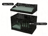 Maison pour chat en osier de luxe, lit pour animaux en rotin, condo pour chat à double étage avec coussin doux et lavable, mobilier d'intérieur pour animaux