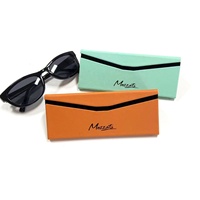 Boîte de rangement à compression simple de haute qualité en cuir PU Rectangle pliant à la mode pour étui à lunettes