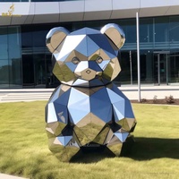 Statue d'ours géant en acier inoxydable géométrique de jardin extérieur personnalisé