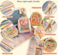 Mini porte-monnaie holographique à effet sable mouvant, porte-clés transparent en PVC laser, petite pochette zippée, breloque de sac, rangement pour rouge à lèvres, pendentif pour fille