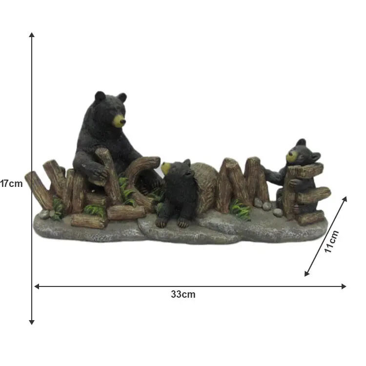 JiXin OEM ODM บ้านรูปปั้นประติมากรรม3หมีน้อยเดิมพันต้อนรับเข้าสู่ระบบลานสนามหญ้าสวนเครื่องประดับเรซิ่นงานฝีมือ