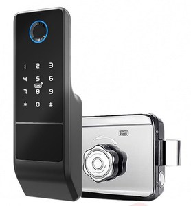 Poignée de porte d'hôtel intelligente avec contrôle APP Empreinte digitale et mot de passe Clé de carte Poignée de niveau en alliage de zinc avec plaque - Product Image 5