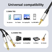 Kabel Y Splitter Mono Stereo Berlapis Koaksial 3.5mm 1/8 inci RCA Male ke Dual 6.35mm 1/4 inci TS Male untuk Amplifier dan Speaker