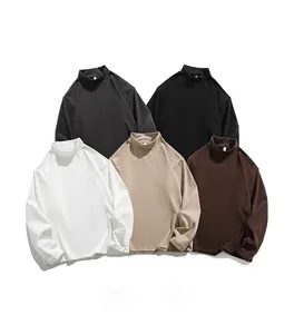 H5369热卖定制双面德国天鹅绒纯色模拟领运动衫男式汗衫