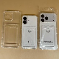 Coque pour iPhone 17 avec porte-cartes, coins renforcés par coussin d'air, fente pour carte en TPU, coque transparente pour téléphone portable pour iPhone 17 16 15 Pro Max