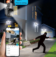 Icsee kamera dasbor tiga lensa 9MP, kamera luar ruangan 4K wifi penglihatan malam warna-warni Kamera CCTV PTZ 360 AI zoom 8X