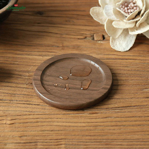 Factory Wholesale Personalized Bulk Walnut Beech Round Wooden Coasters Set Plate Pad For Drinks Custom Logo - Product Image 4