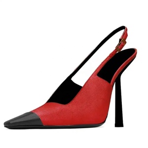 Escarpins à bout pointu patchwork pour femmes avec boucles, talons aiguilles fins, sandales sexy à découpe latérale et bride arrière - Product Image 2