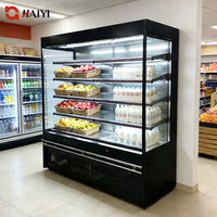 Vitrine Réfrigérée Commerciale Multicouche Ouverte en Acier Inoxydable avec Étagères Réglables pour Fruits, Fromages et Yaourts