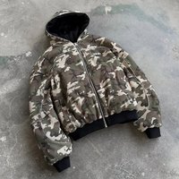 Veste bomber pour homme de haute qualité, réversible, streetwear, avec logo personnalisé sur toute la surface, impression DTG, fermeture éclair camouflage, fabrication