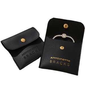 Pochette de voyage de luxe en cuir PU avec logo personnalisé, fermeture à bouton, portable, moderne, pour emballage de bijoux, taille sur mesure, vente en gros - Product Image 2