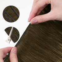 Extensions de cheveux naturels Genius PU Butterfly Hole Weft, blond russe, lisses ou ondulés, Remy Hair Skin Weft pour coiffeurs professionnels