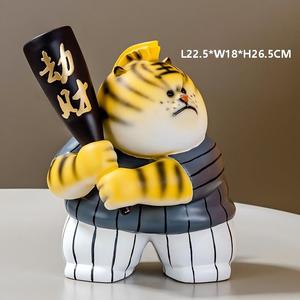 تمثال نمر كرتوني لطيف من الراتنج، تمثال مرسوم يدويًا للسنة الصينية الجديدة، حرفة نحتية للديكور المنزلي وهدية فنغ شوي - Product Image 6