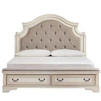 Lit de maison tapissé par haute perlage de cadre en bois solide blanc antique de style français