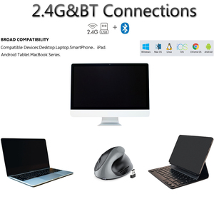 Chất Lượng Cao Siêu Mỏng Yên Tĩnh Có Thể Sạc Lại Chế Độ Kép Trắng Chuột Không Dây Cho Máy Tính Xách Tay - Product Image 2