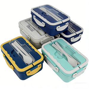 Boîte à lunch Bento LingHui sans BPA, compatible micro-ondes, avec couvercle en plastique, portable, <span class=keywords><strong>empilable</strong></span>, pour adultes - Product Image 1