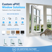 Fenêtre à battant horizontale en PVC/UPVC, double vitrage, verre trempé, insonorisée, avec moustiquaire en fibre de verre, en plastique
