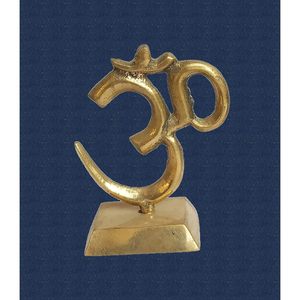 PARIJAT HANDICRAFT Gold Metal Statue Brass Om Idol Hindu Religious Symbol for Home Decor Car Dashboard <b>Mandir</b> Pooja Murti Temple - Product Image 3