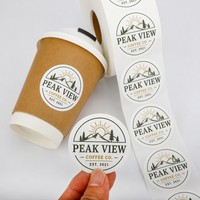 Autocollant rond vintage personnalisé avec logo imprimé pour gobelet à café en papier kraft, emballage de boissons, décalcomanie pour café et bar